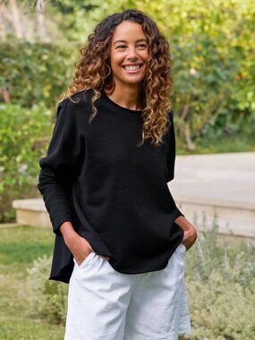 Frank & Eileen | Anna Long-Sleeve Capelet in Black